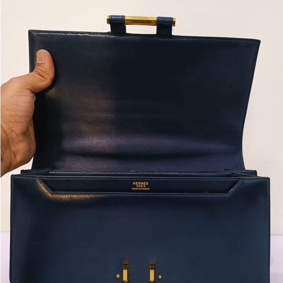 Vintage Hermes Navy Blue Leather Crossbody / Shoulder Bag - Picture 12 of 15